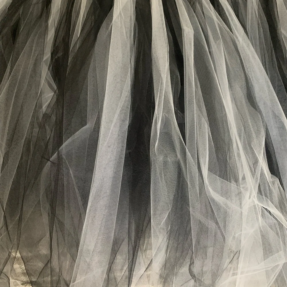 Handmade Tulle Table Skirt, Black and White